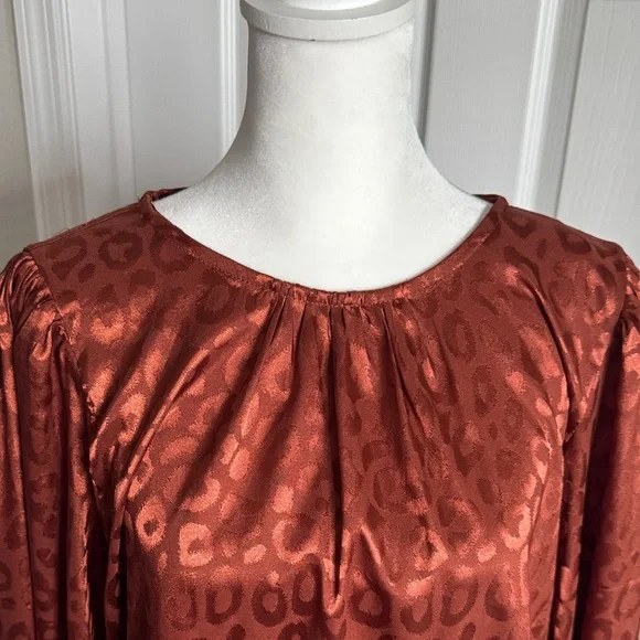 Jealous Tomato Rust Animal Print Blouse - Picture 2 of 14